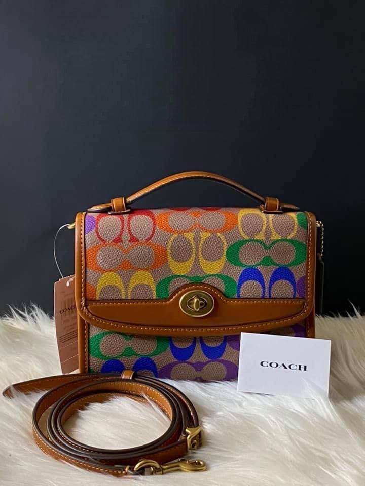 Coach Kip Turnlock Crossbody in Rainbow Signature Canvas
