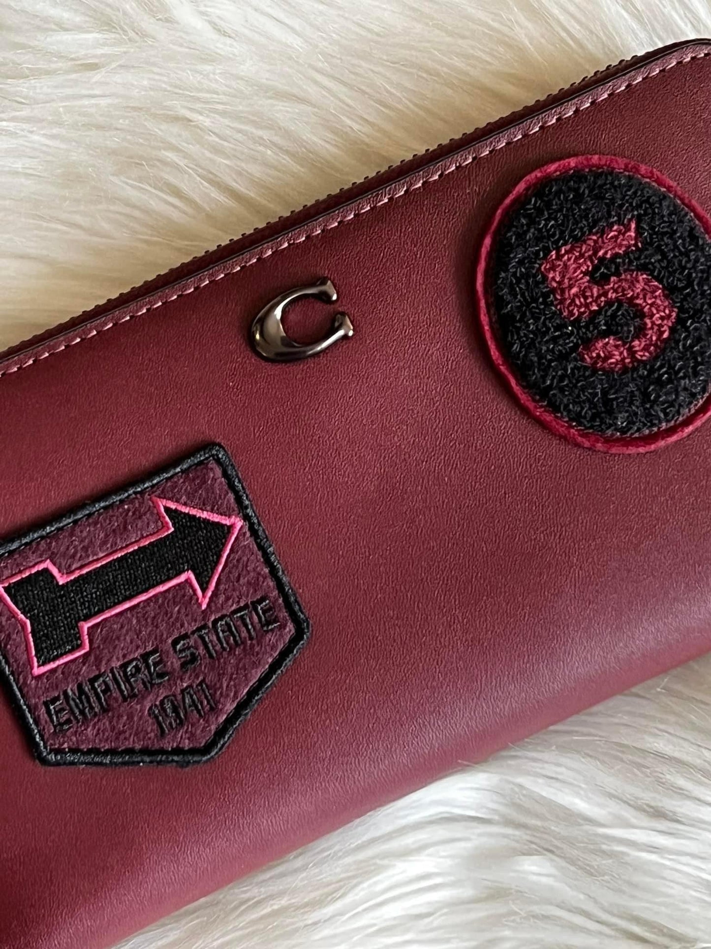 Coach Accordion Zip Wallet with Varsity Patches