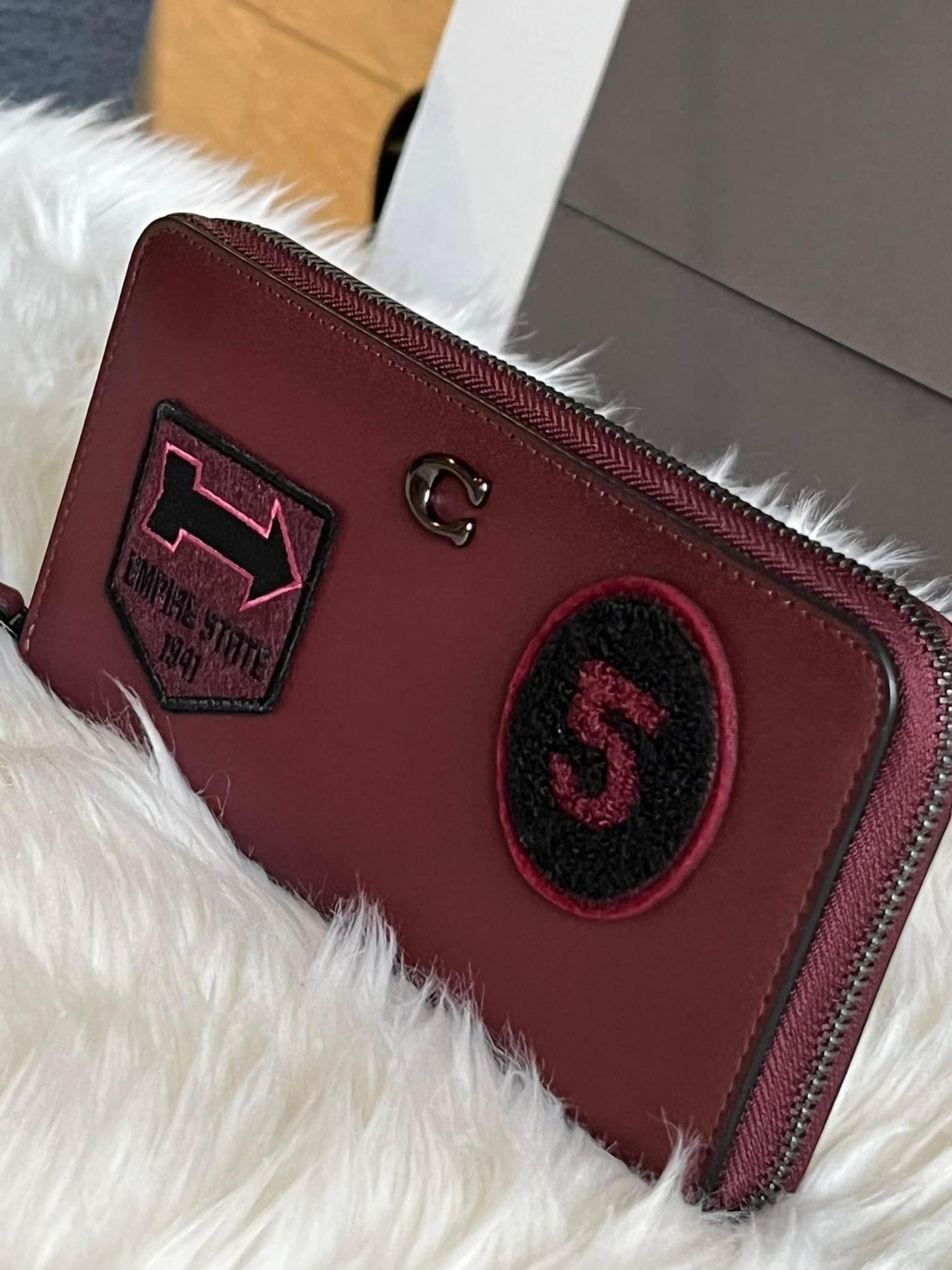 Coach Accordion Zip Wallet with Varsity Patches