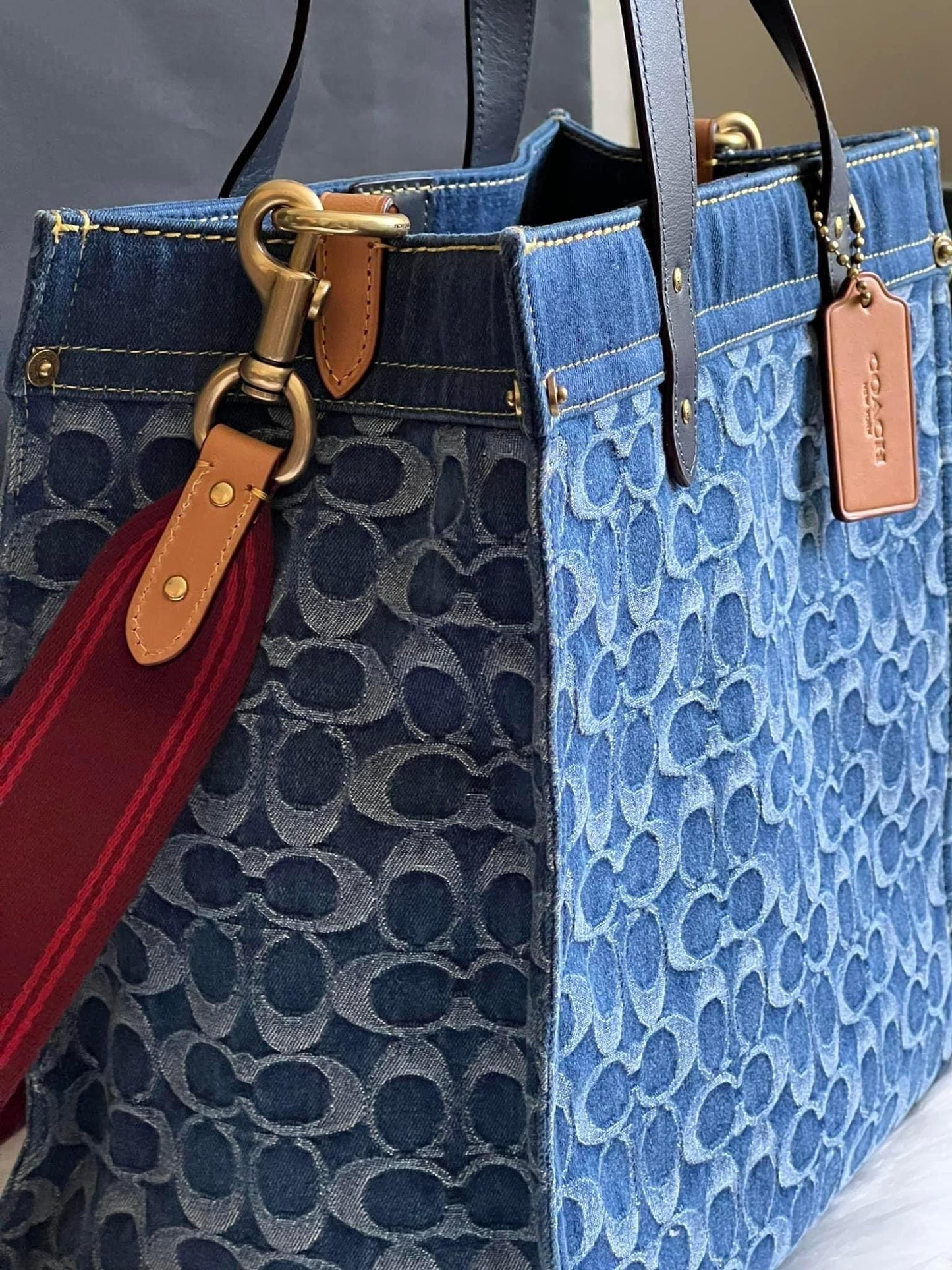 Coach Field Tote in Signature Denim