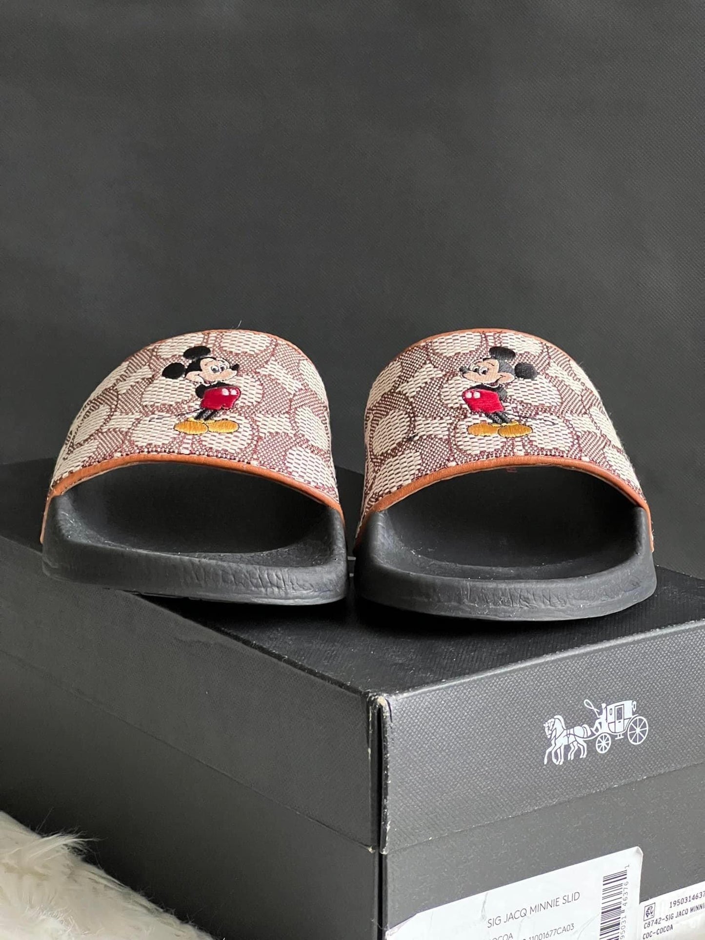Disney X Coach Sport Slide in Signature Texture Jacquard with Mickey Mouse Embroidery