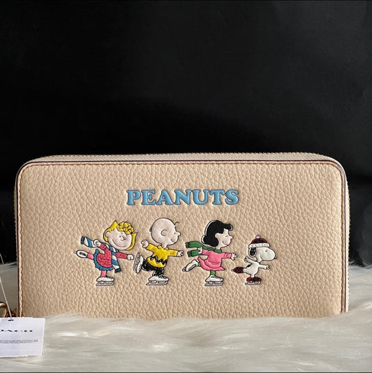 Coach X Peanuts Long Zip Around Wallet with Snoopy and Friends