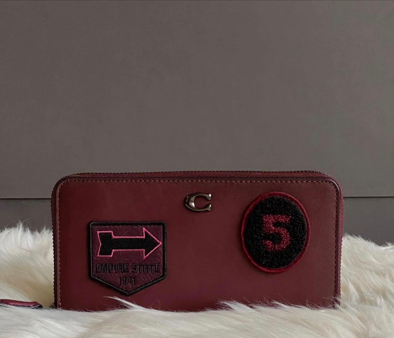 Coach Accordion Zip Wallet with Varsity Patches