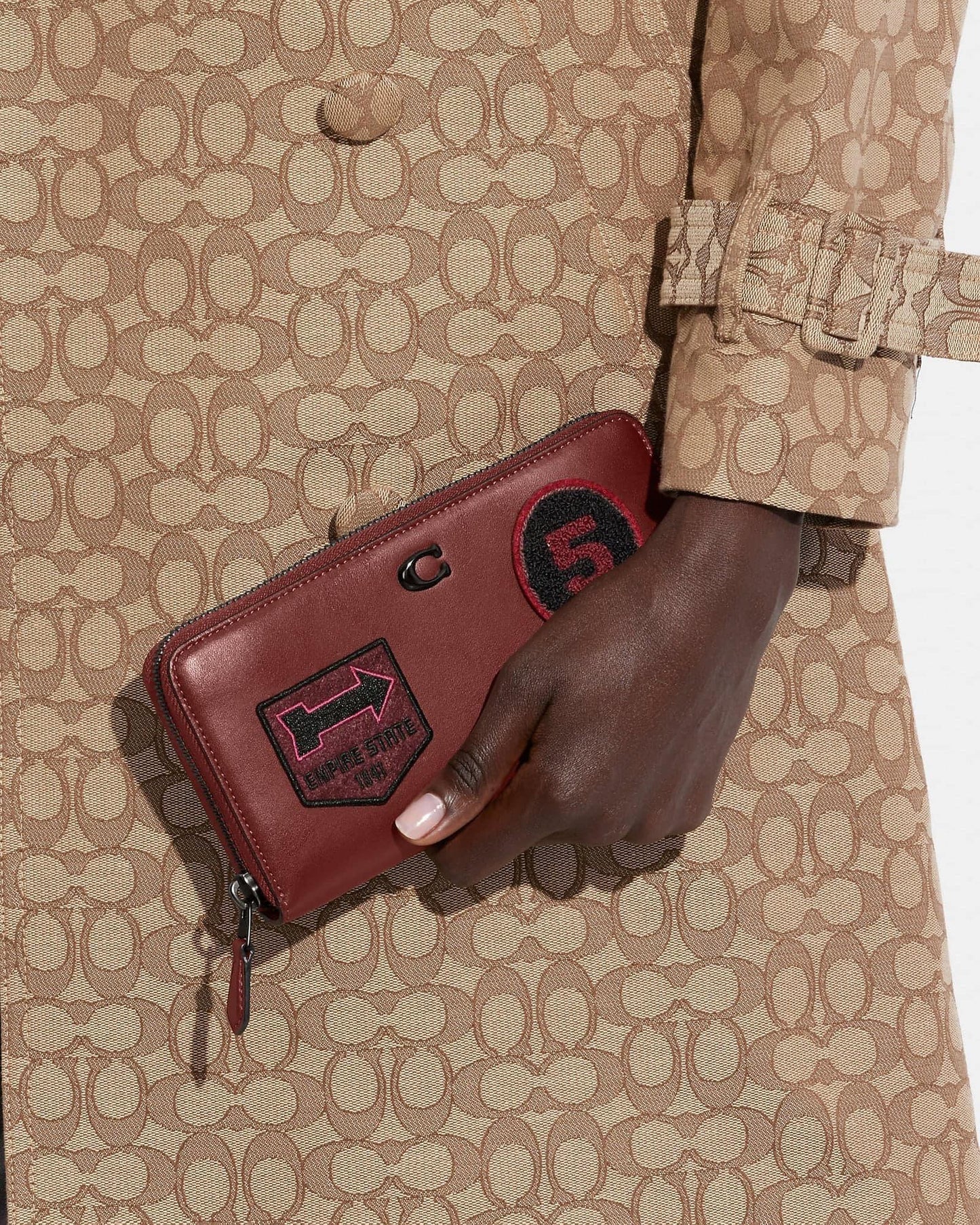 Coach Accordion Zip Wallet with Varsity Patches