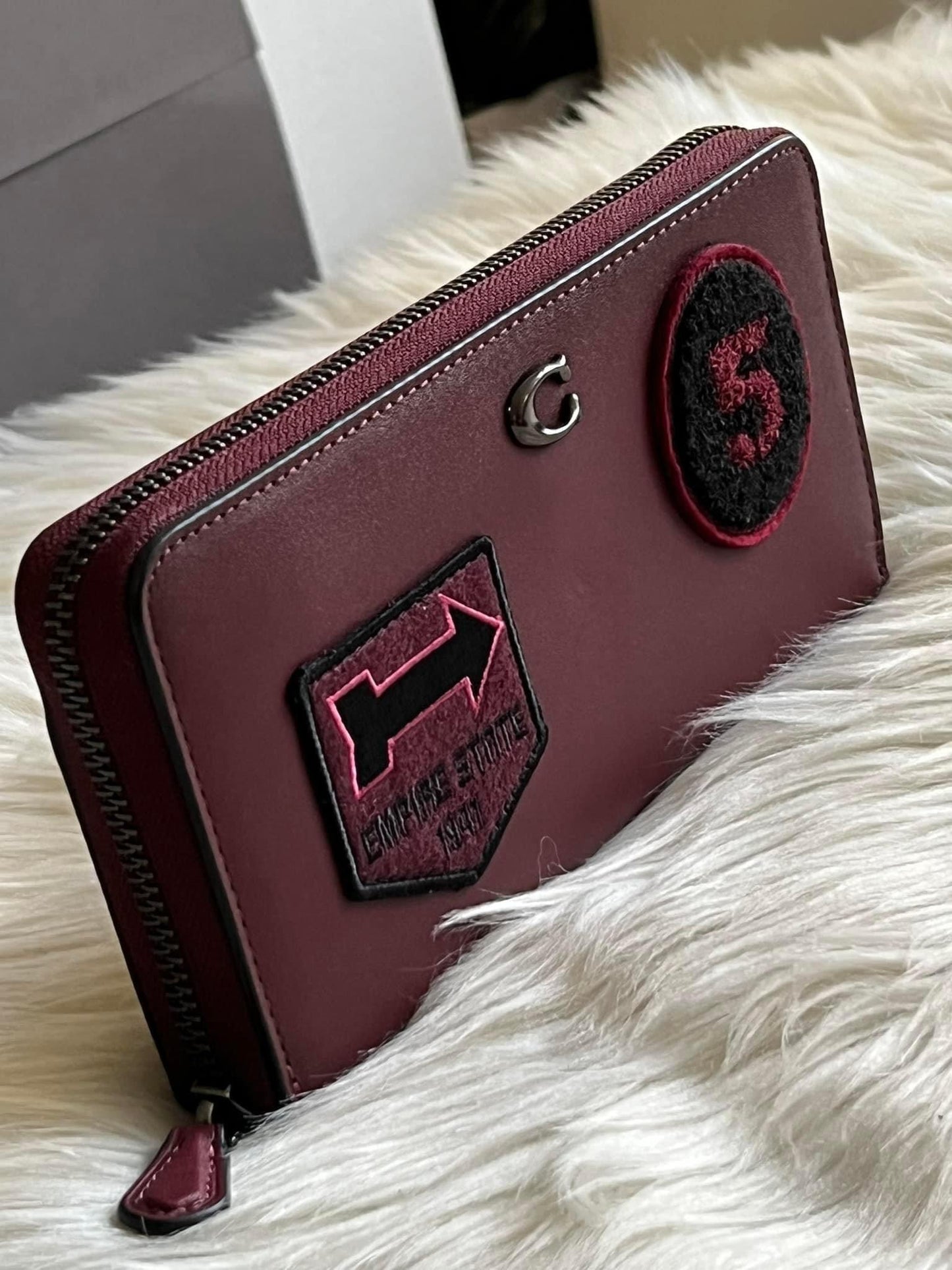Coach Accordion Zip Wallet with Varsity Patches
