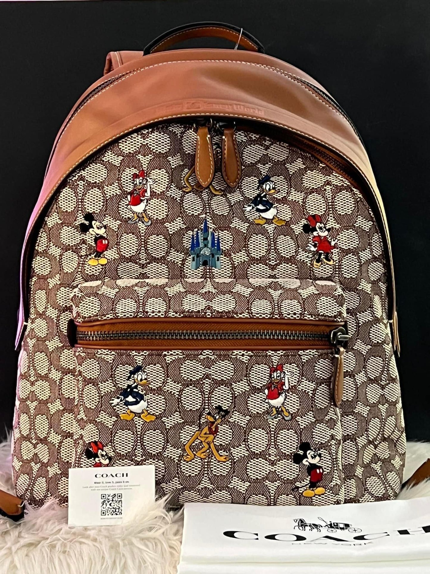 Coach X Disney Charter Backpack In Signature Textile Jacquard With Mickey Mouse And Friends Embroidery