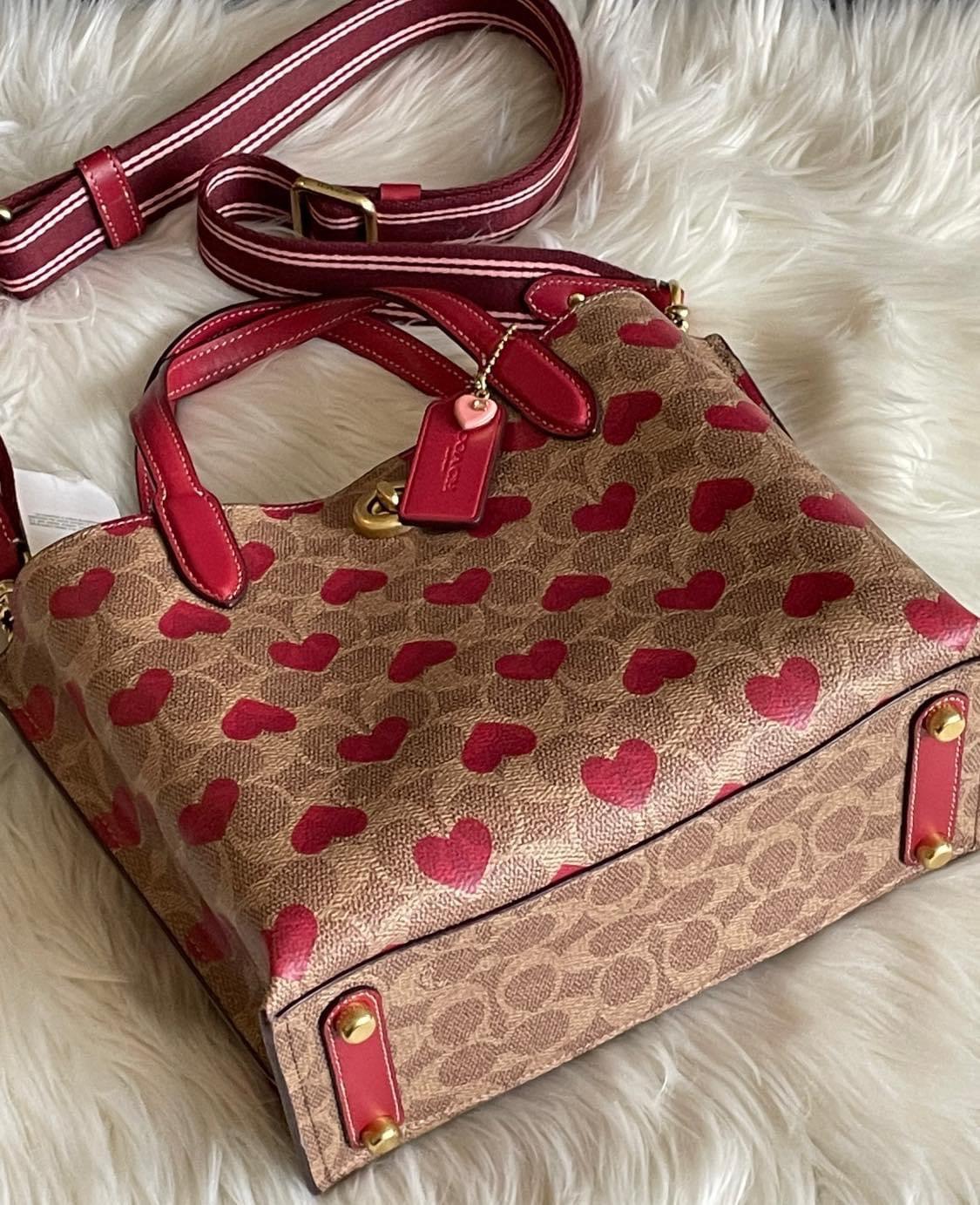 Coach Willow Tote 24 In Signature Canvas with Heart Print