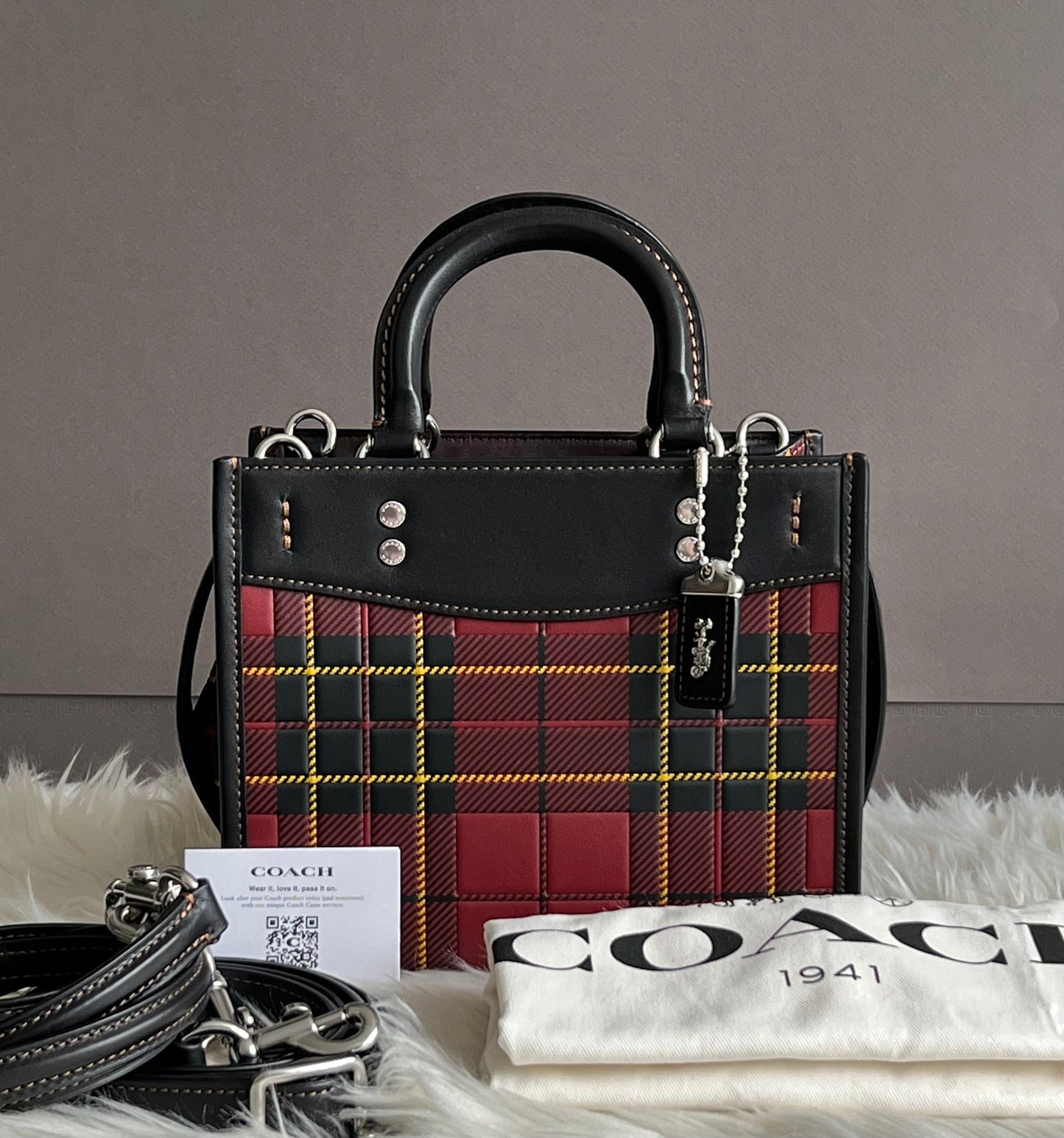 Coach Rogue 20 with Plaid Print