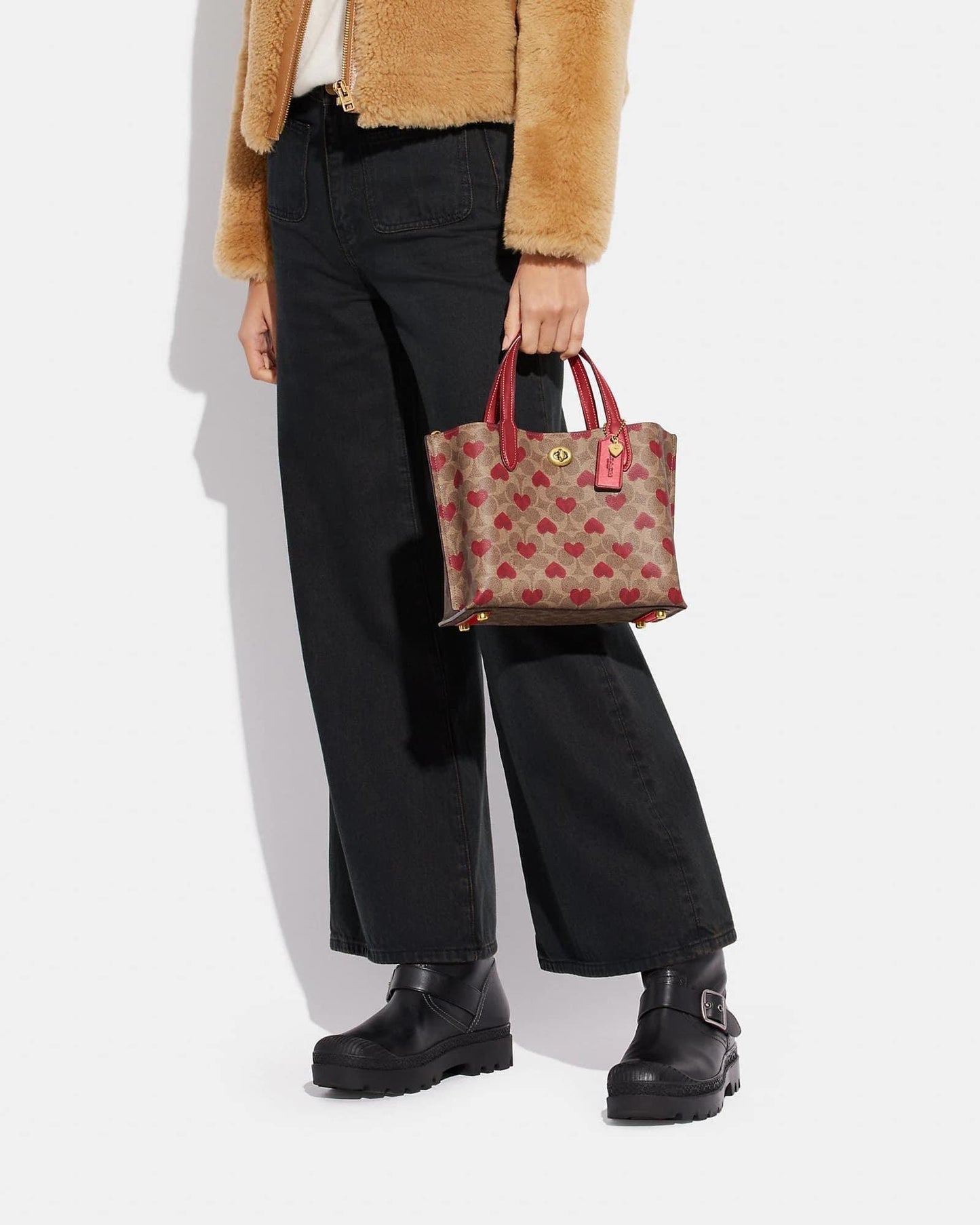 Coach Willow Tote 24 In Signature Canvas with Heart Print
