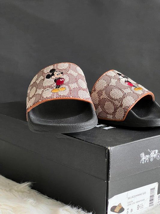 Disney X Coach Sport Slide in Signature Texture Jacquard with Mickey Mouse Embroidery