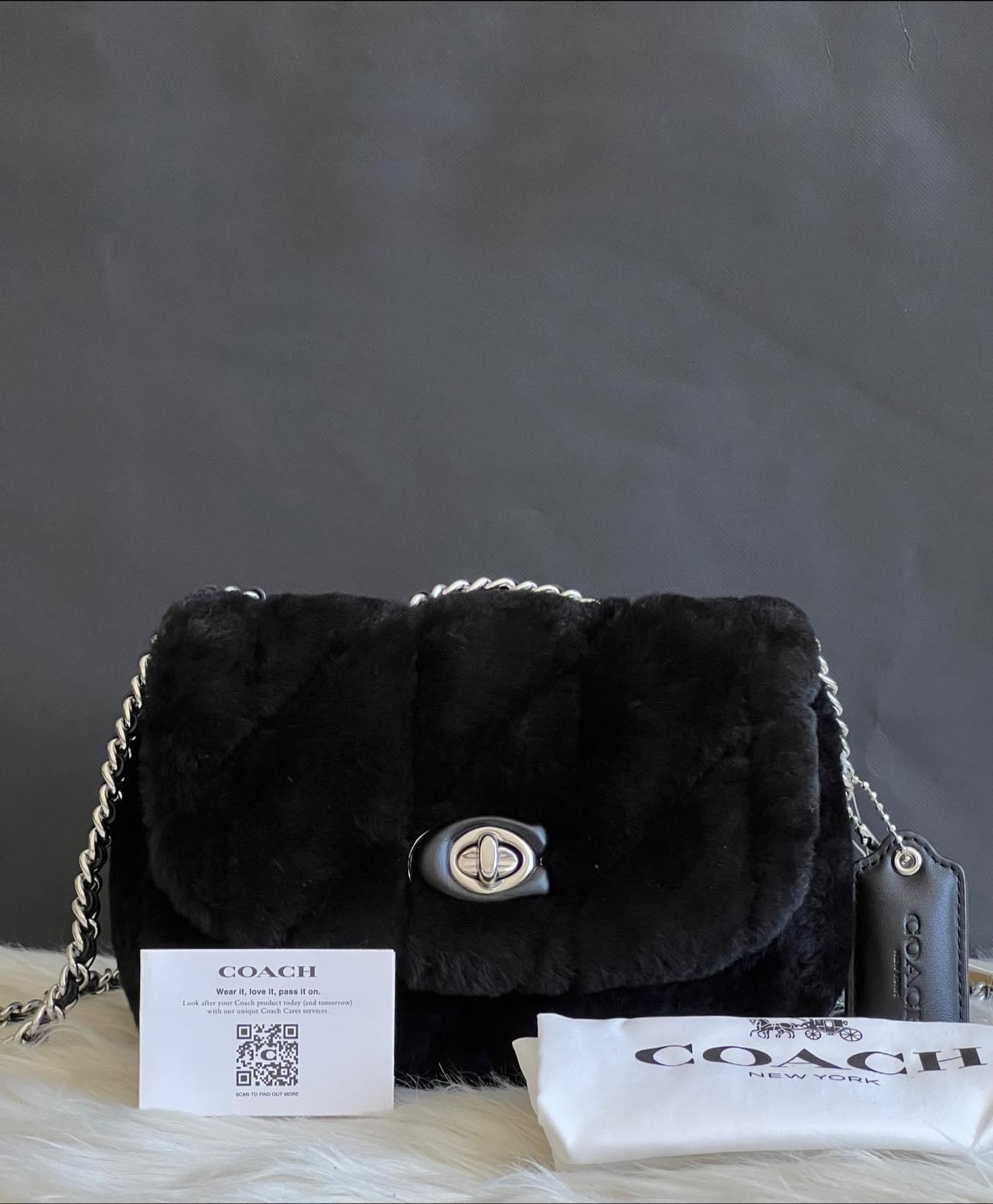 Coach Pillow Madison Shoulder Bag 18 in Shearling with Quilting