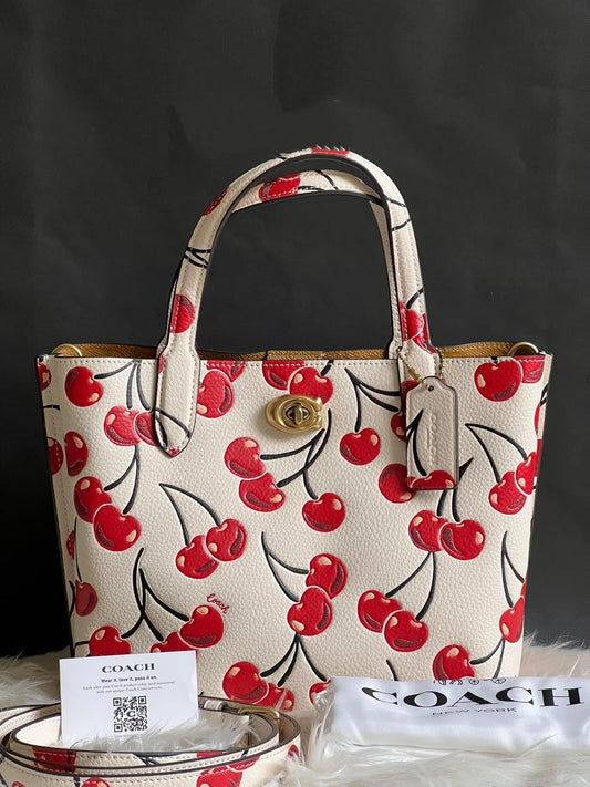 Coach Willow Tote 24 With Cherry Print
