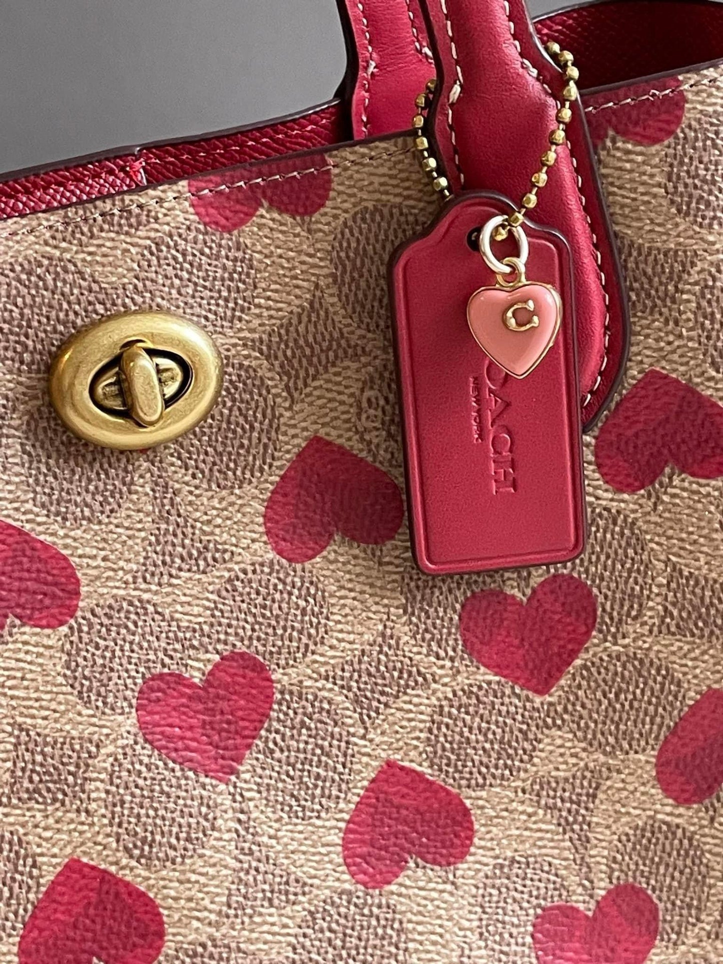 Coach Willow Tote 24 In Signature Canvas with Heart Print