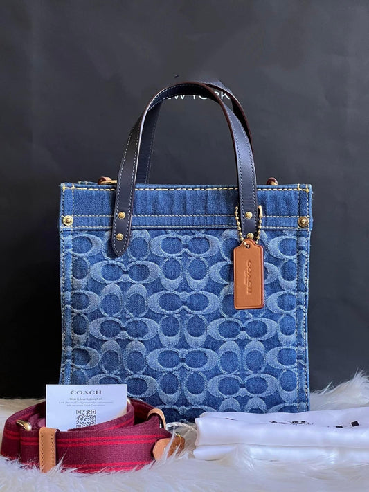 Coach Field Tote 22 in Signature Denim