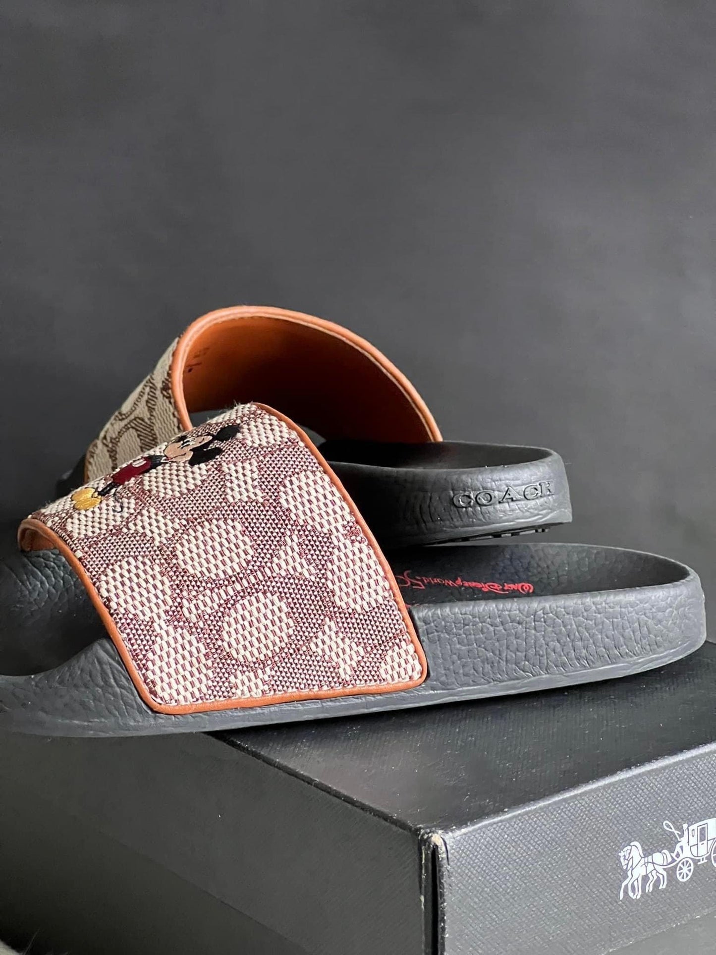 Disney X Coach Sport Slide in Signature Texture Jacquard with Mickey Mouse Embroidery