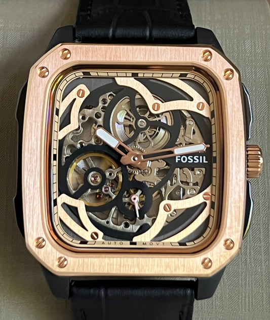 Fossil Men’s Inscription Automatic Leather Strap Watch