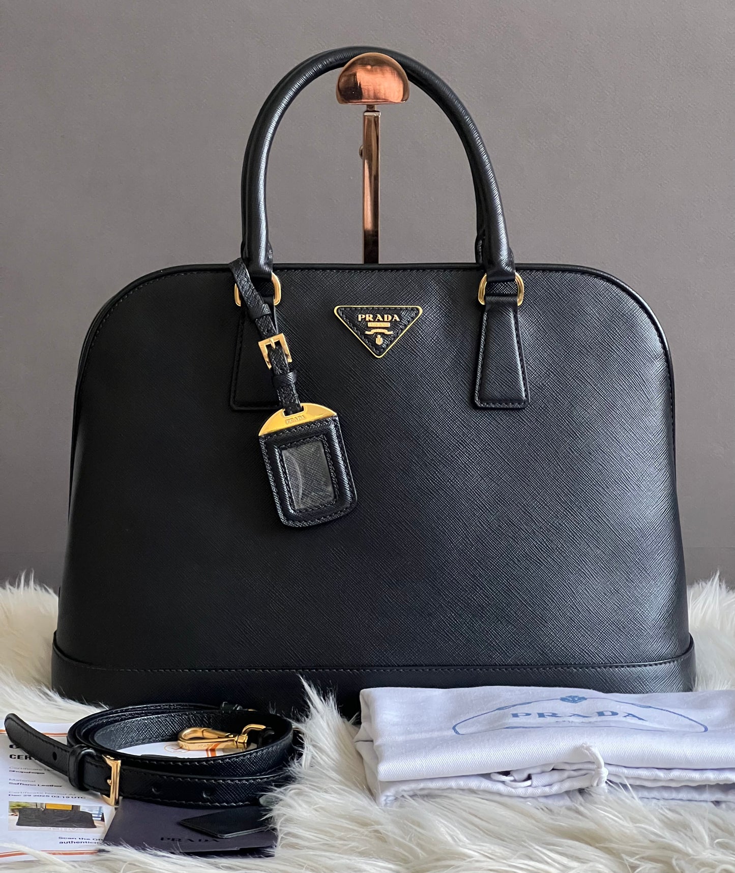 Prada Saffiano Large Dome Tote Bag