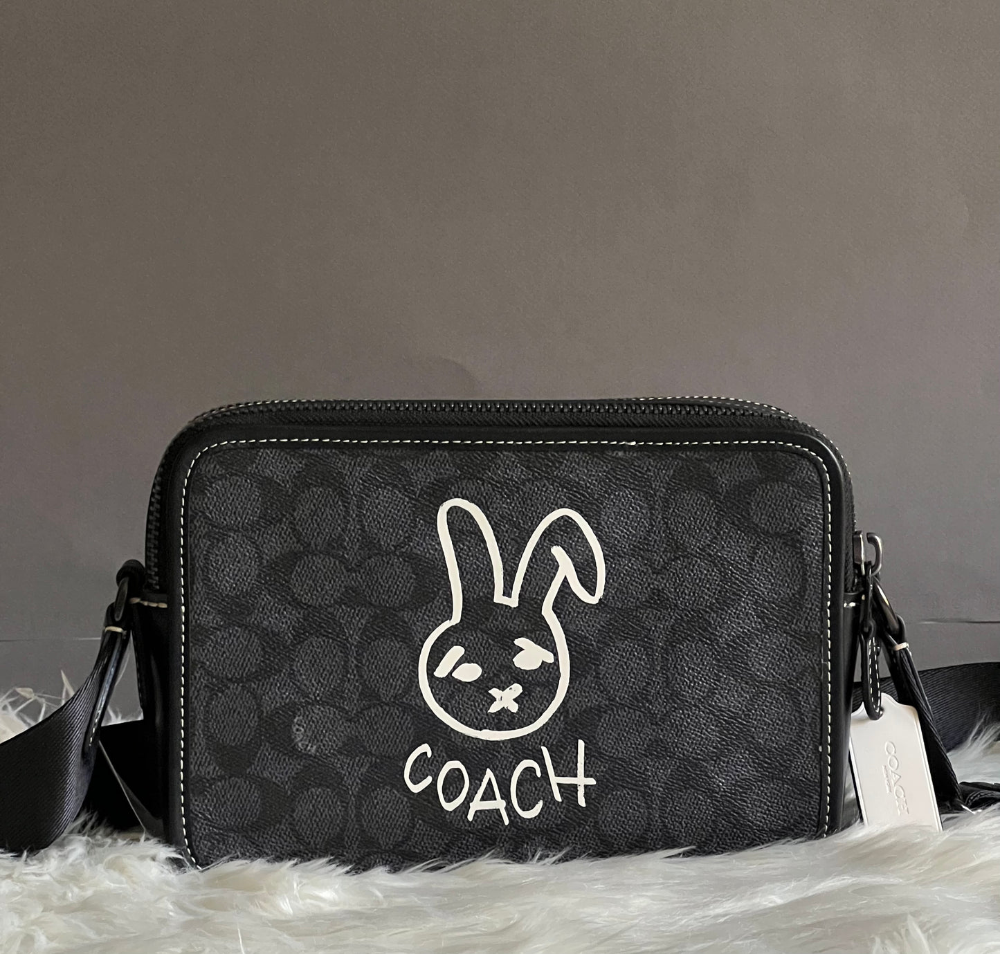 Coach Lunar New Year Charter Crossbody 24 in Signature Canvas with Rabbit