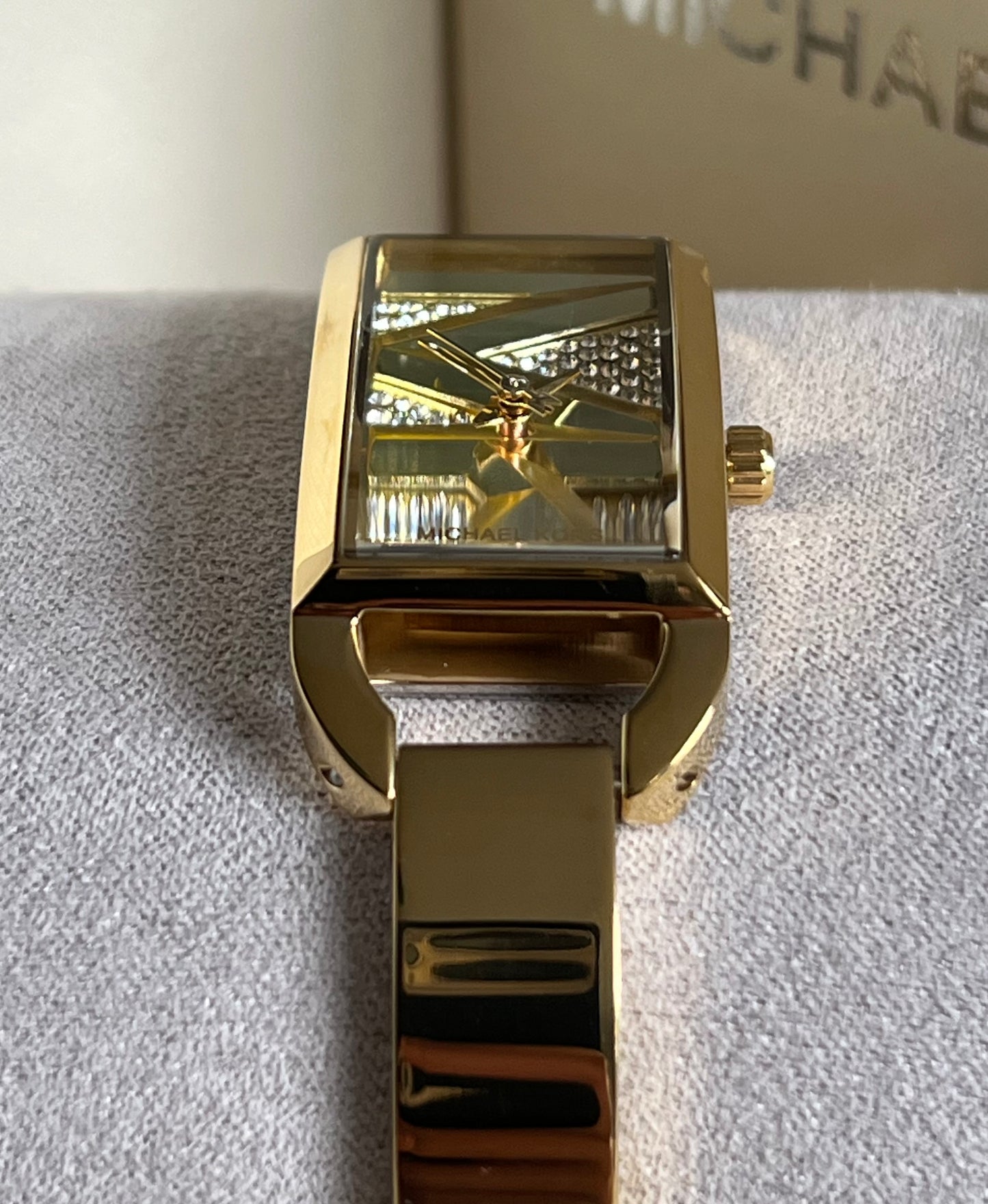 Michael Kors Women’s Mini Empire Pavé Gold-Tone Bangle Watch