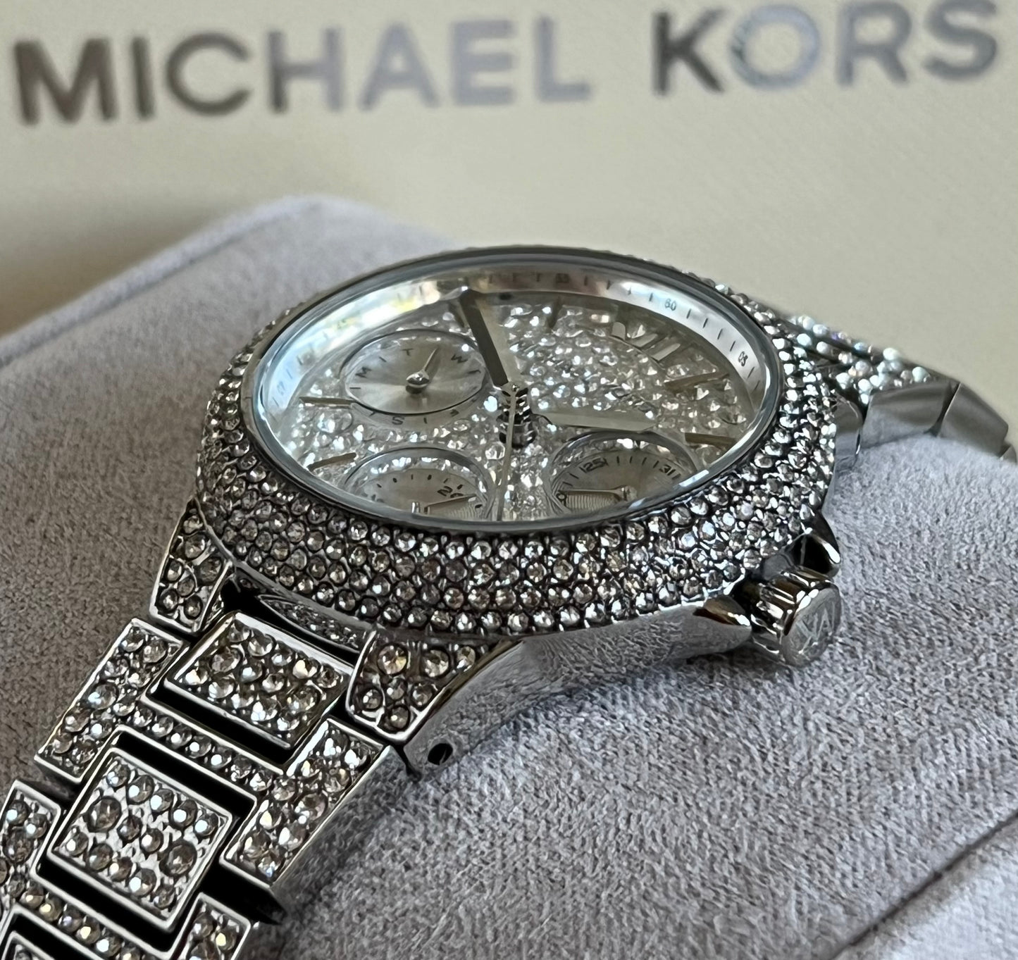 Michael Kors Women’s Mini Camille Pavé Silver-Tone Watch