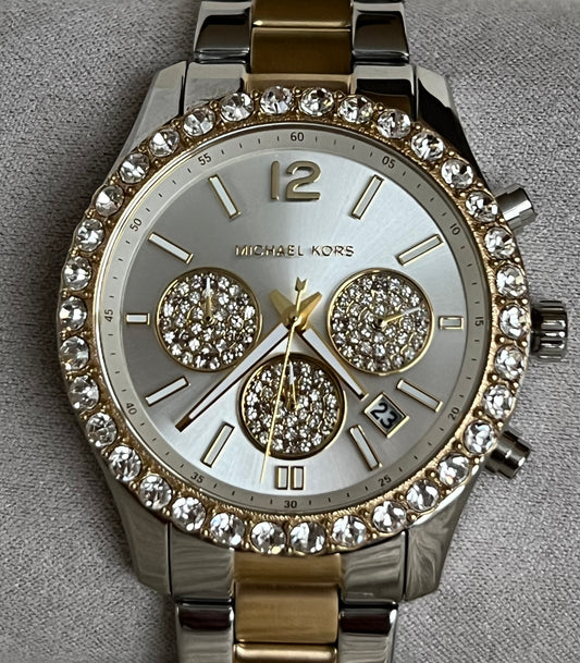 Michael Kors Women’s Berkley Chronograph Silver Dial Two Tone Watch