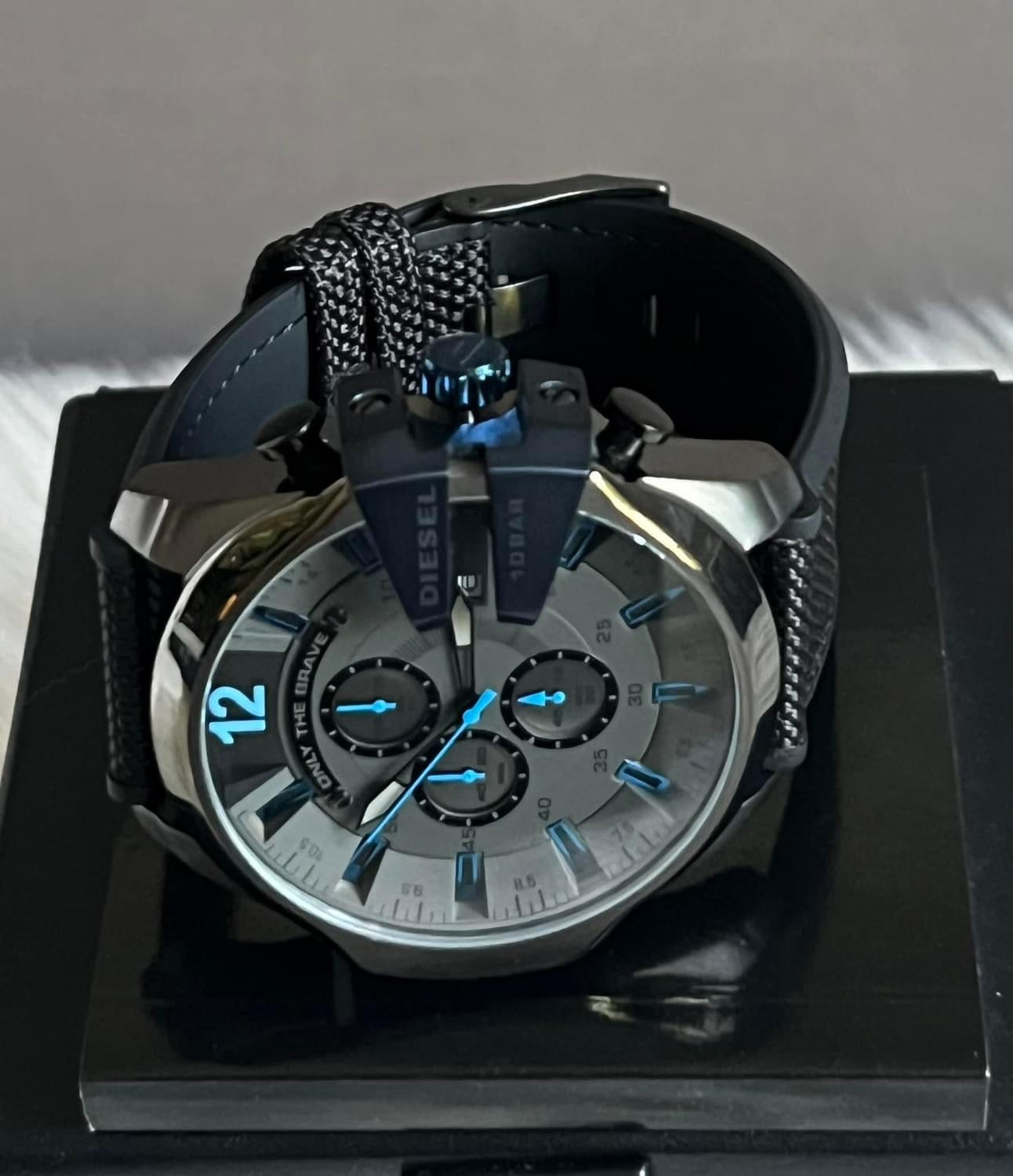 Diesel Mega Chief Black and Grey Nylon Watch