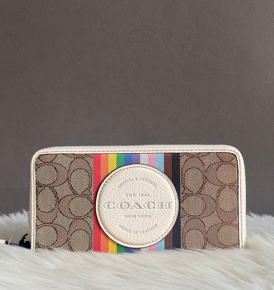 Coach Dempsey Large Phone Wallet in Signature Jacquard Rainbow Stripe