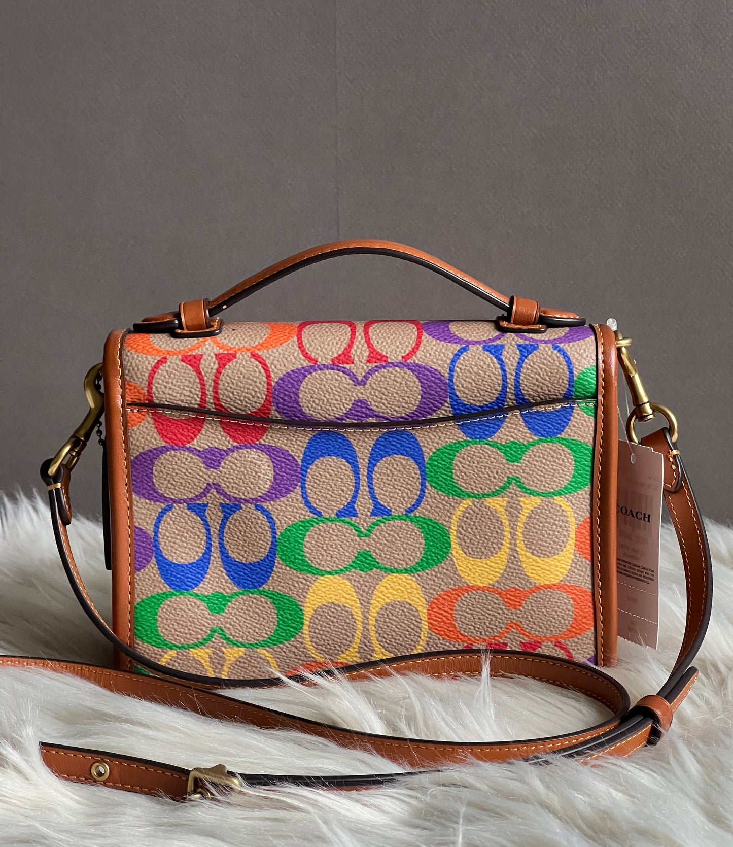 Coach Kip Turnlock Crossbody in Rainbow Signature Canvas