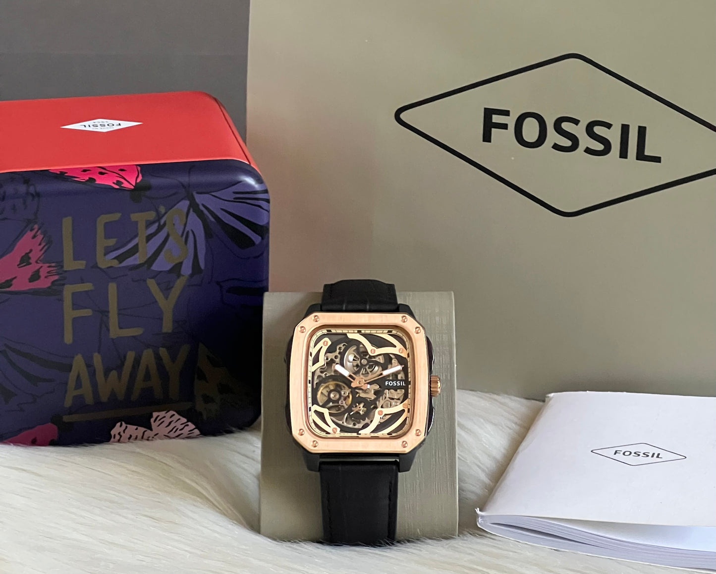 Fossil Men’s Inscription Automatic Leather Strap Watch