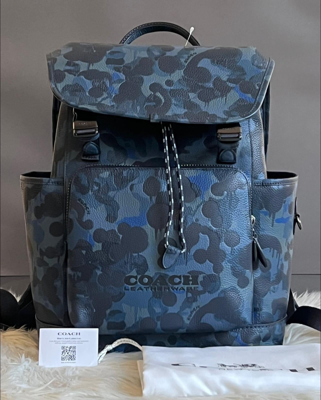 Coach League Flap Backpack with Camo Print