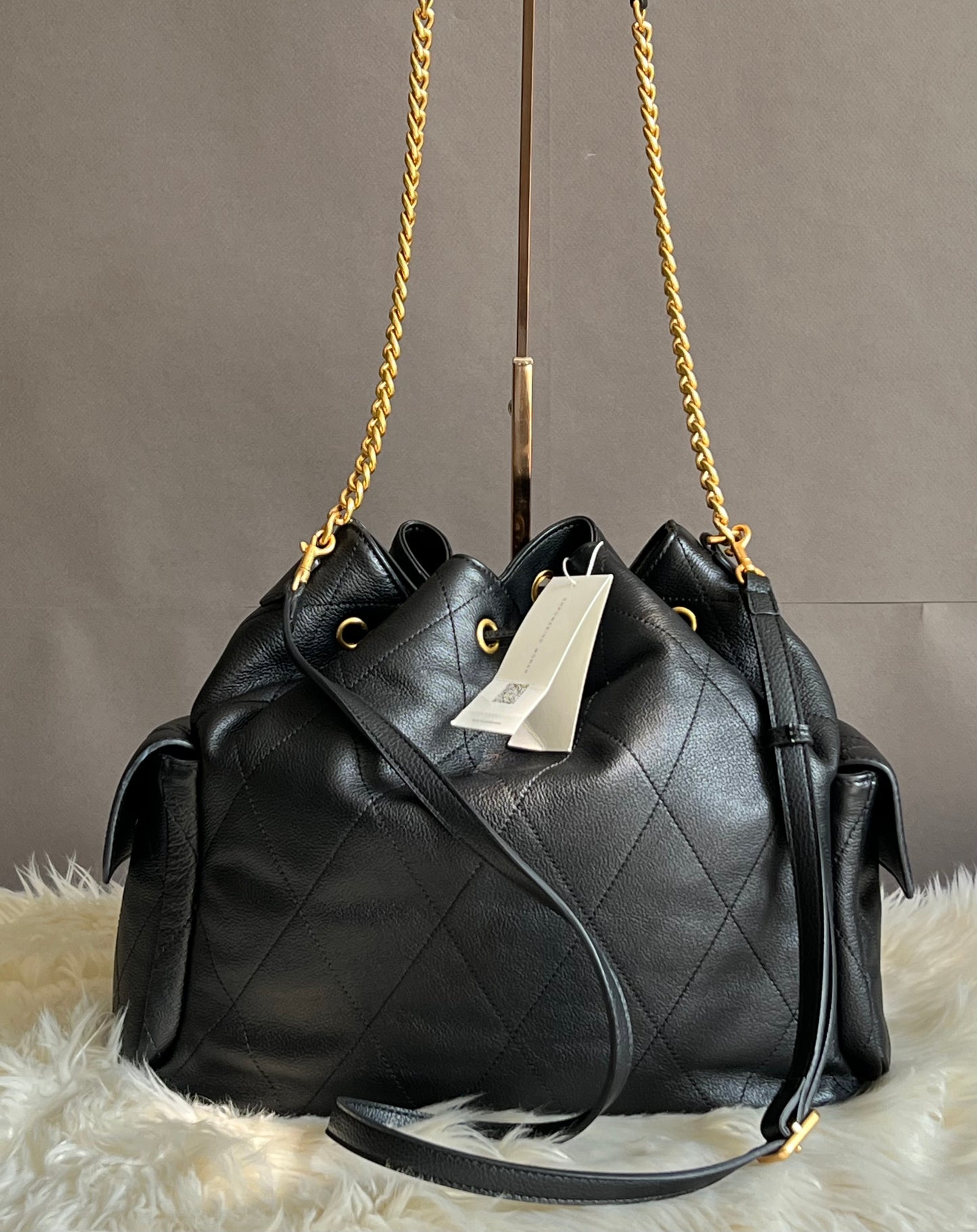Tory Burch Charlie Large Quilted Drawstring Shoulder Bag