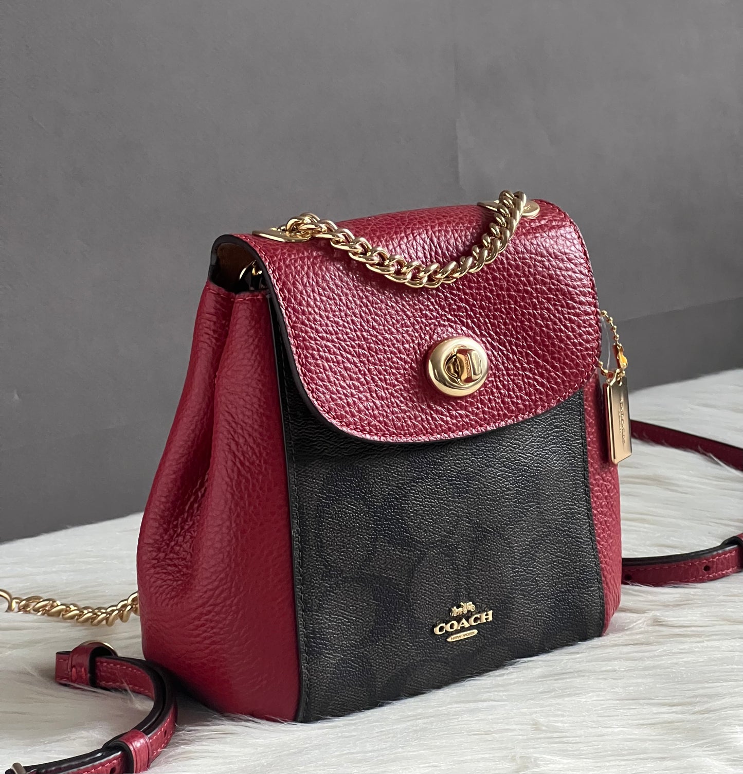 Coach Convertible Mini Backpack In Signature Canvas