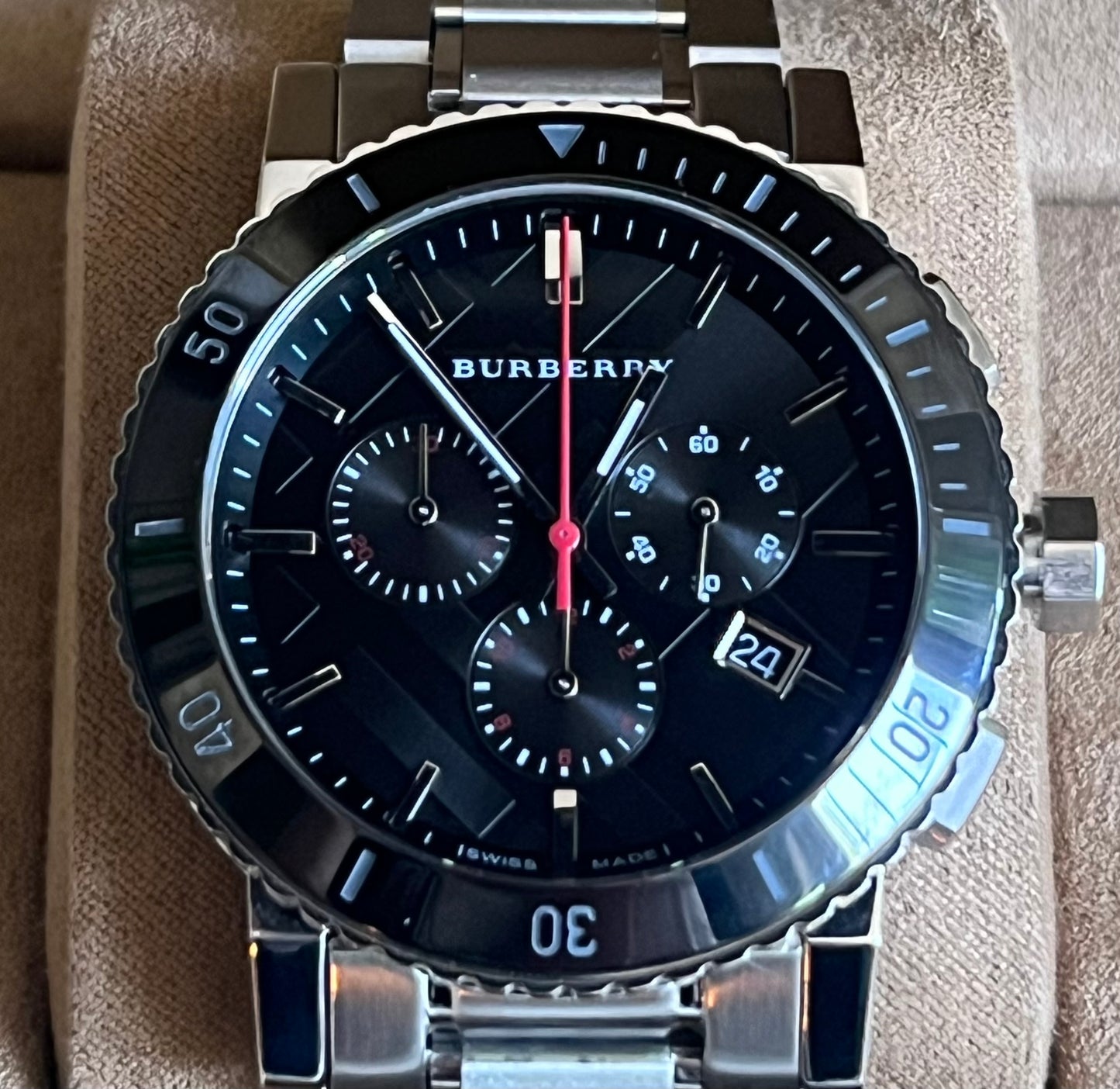 Burberry Men’s Black Dial Chronograph Stainless Steel Watch