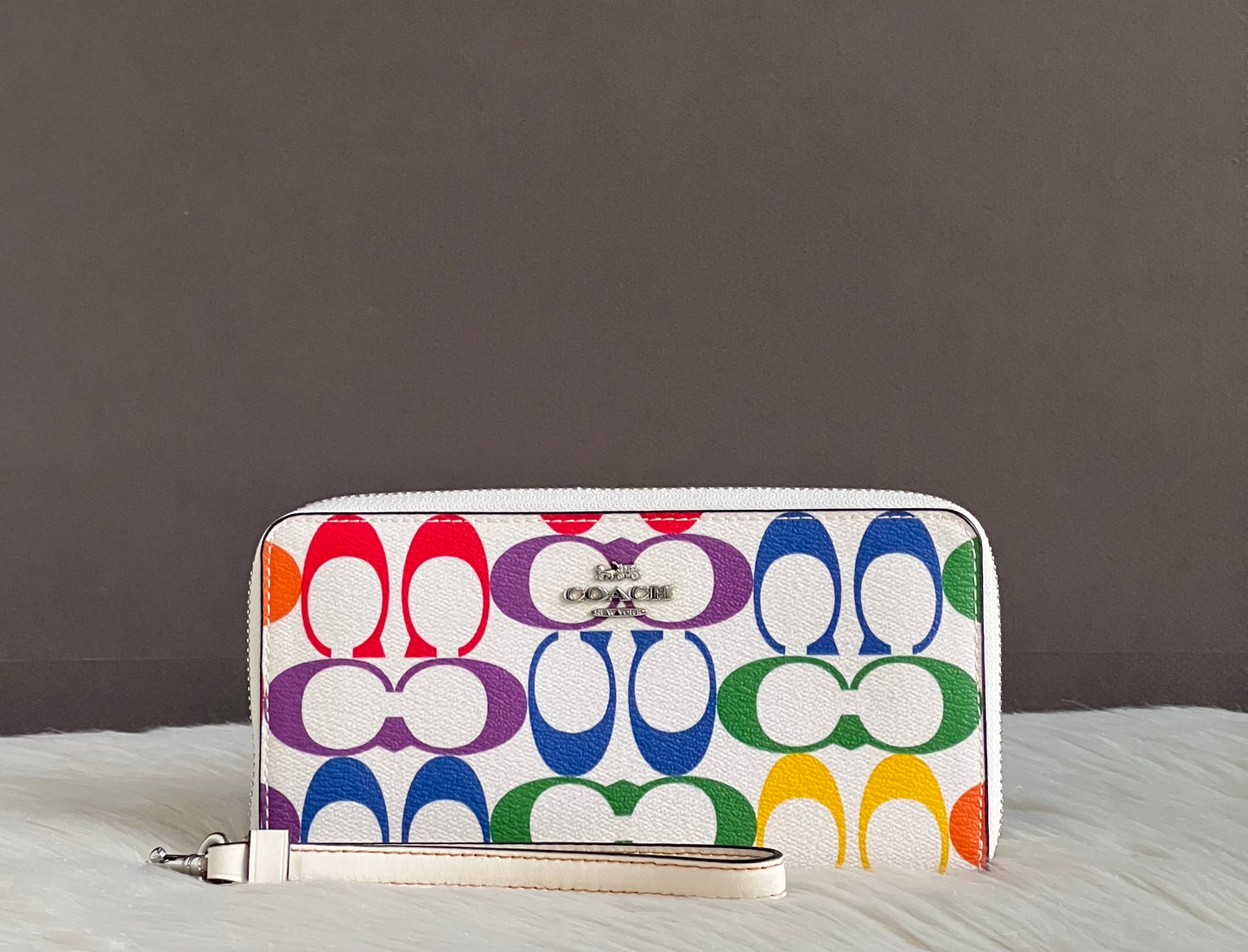 Coach Rainbow Signature Long Zip Around Wallet