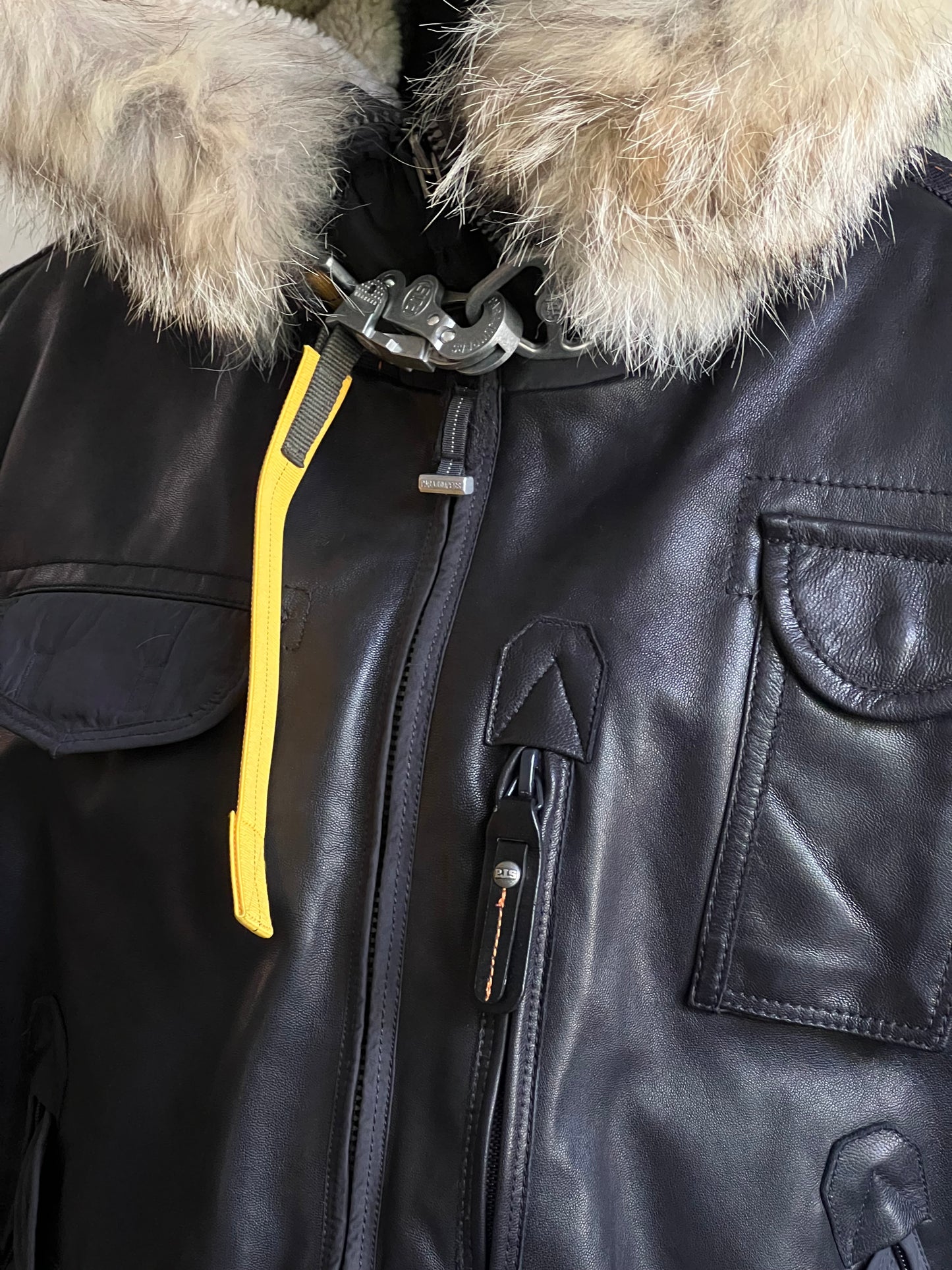 Parajumpers Grizzly Down Bomber Jacket with Genuine Coyote Fur Trim