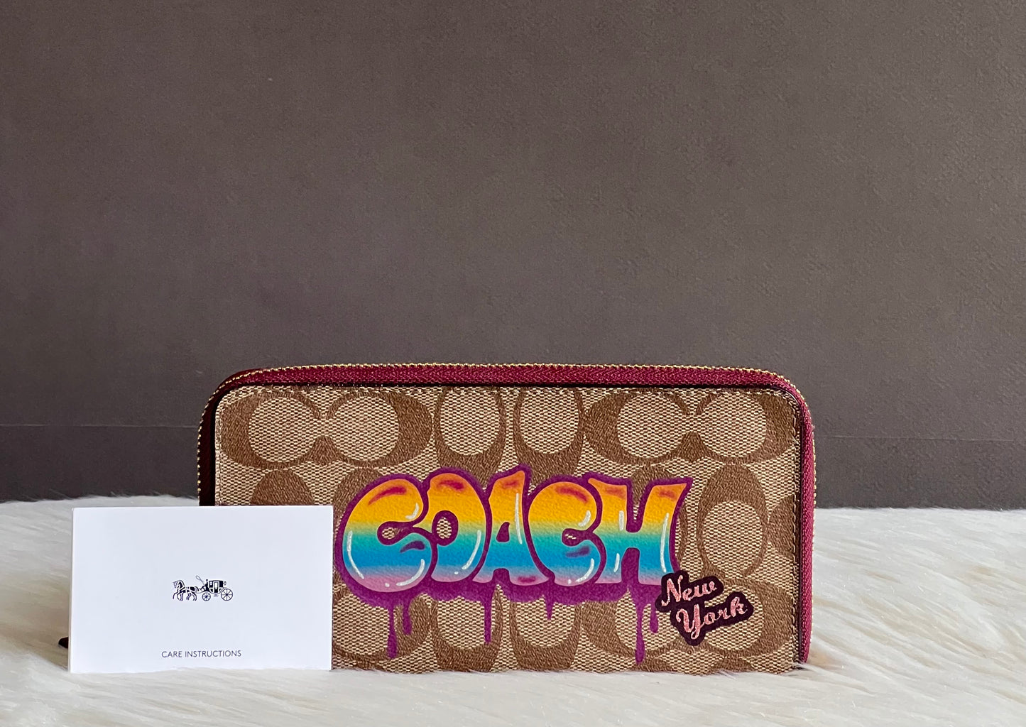 Coach Accordion Zip Around Wallet In Signature Canvas with Graffiti