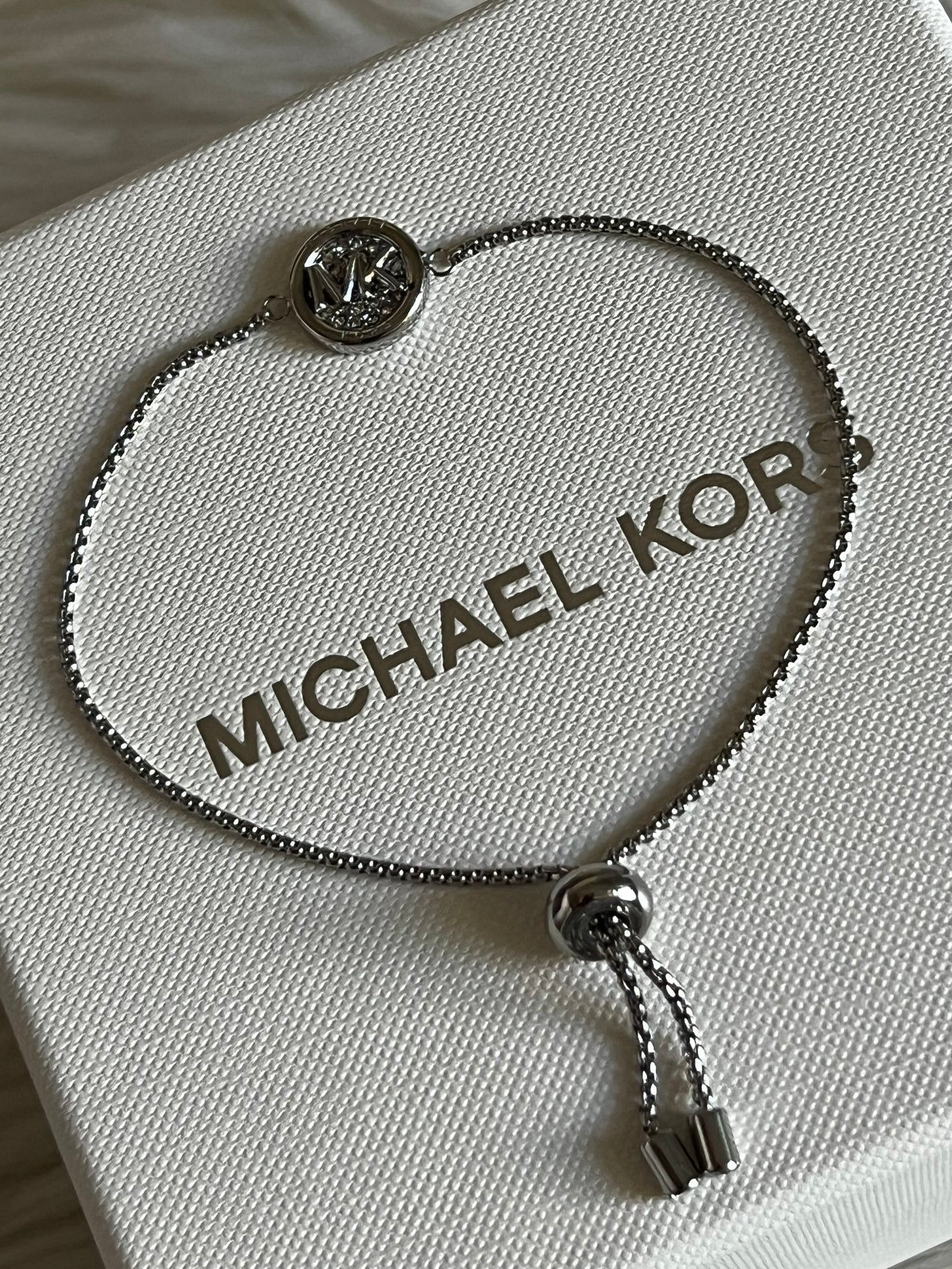 Michael Kors Three-Hand Black and Silver Metallic PVC Watch and Jewelry Set
