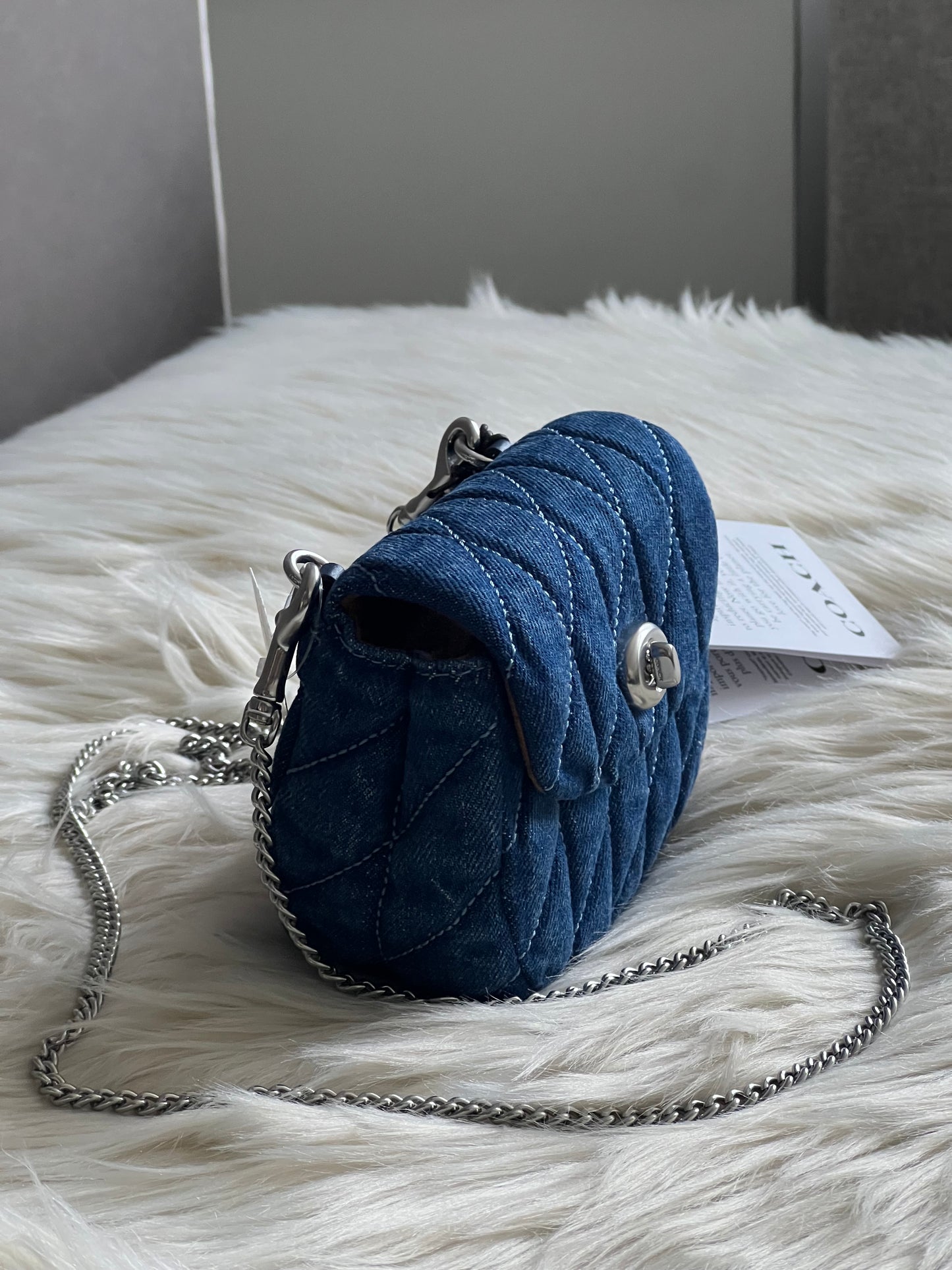 Coach Denim Quilted Turnlock Card Case