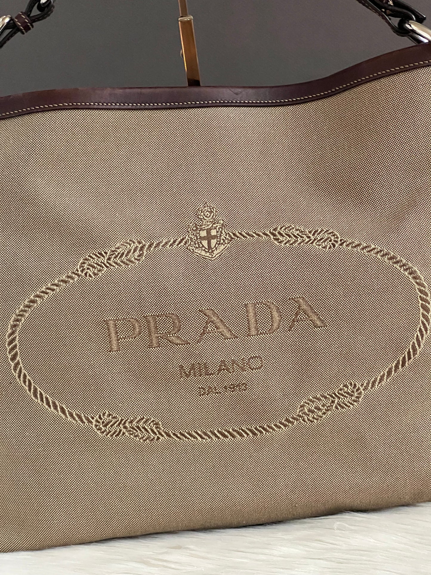 Prada Logo Jacquard Shoulder Bag