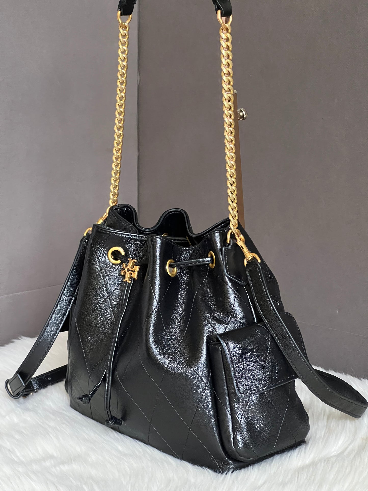 Tory Burch Charlie Quilted Drawstring Shoulder Bag