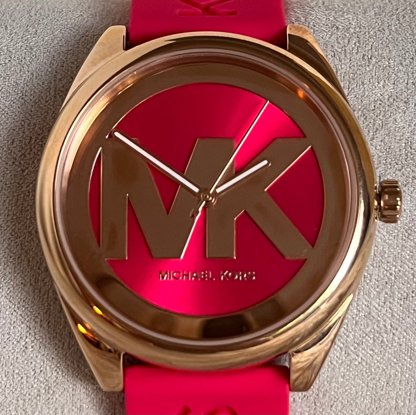 Michael Kors Women’s Janelle Three-Hand Pink Silicone Watch