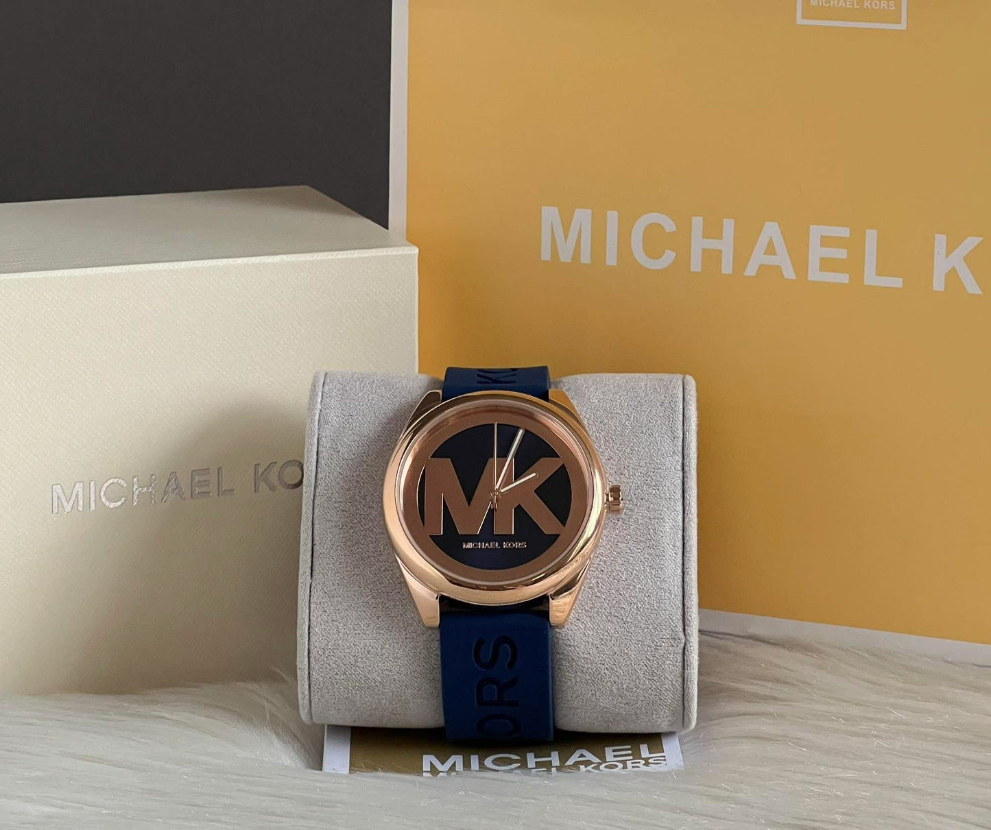 Michael Kors Women’s Janelle Three-Hand Navy Silicone Watch