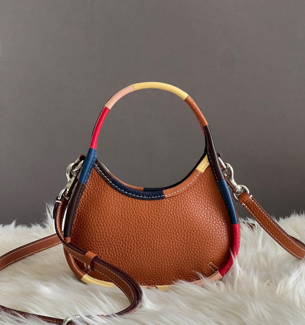 Coach Mini Ergo Bag with Crossbody Strap in Coachtopia Leather with Upcrafted Leather Binding