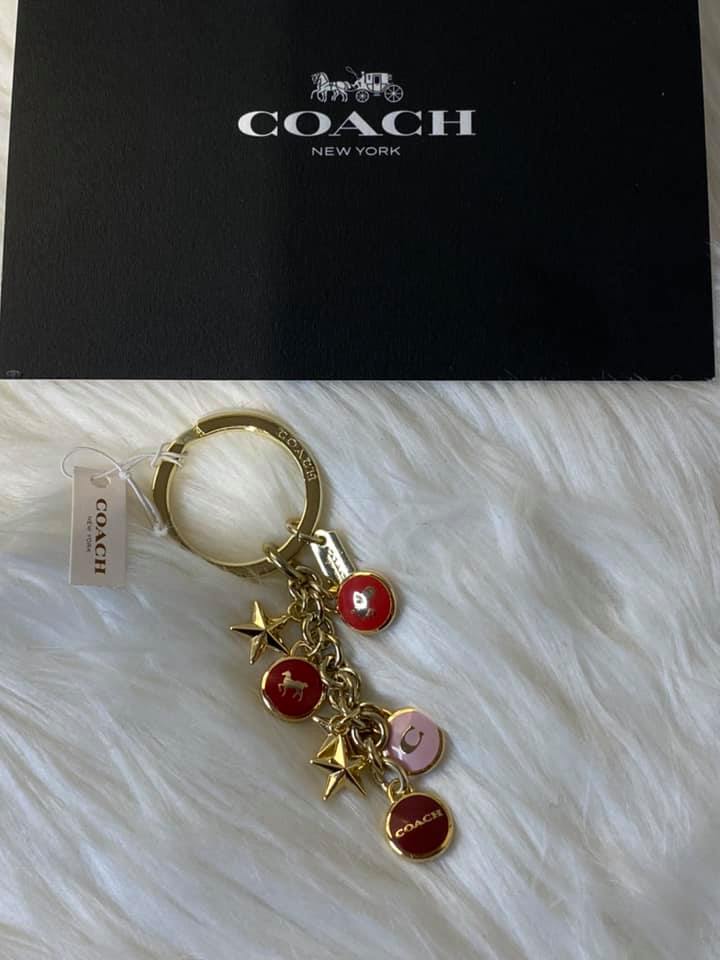 Coach Enamel Mix Disc Gold Key Ring Chain