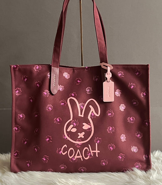 Coach Lunar New Year Tote 42 With Rabbit In 100% Recycled Canvas