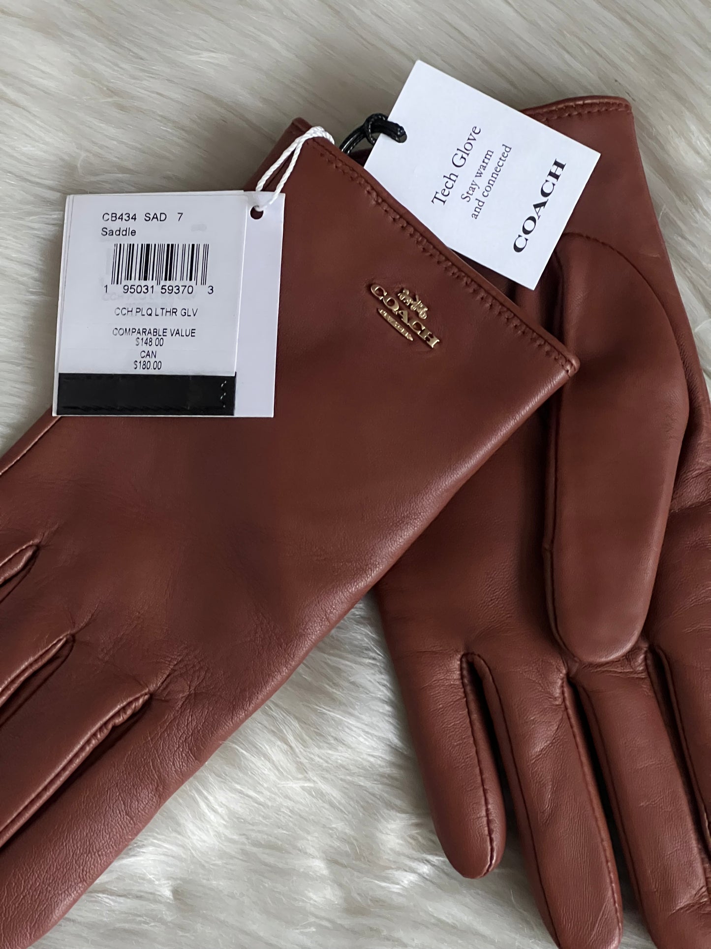 Coach Plaque Leather Tech Gloves