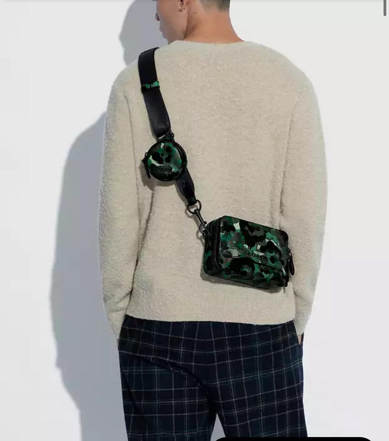 Charter crossbody with hybrid pouch with camo print Clearance