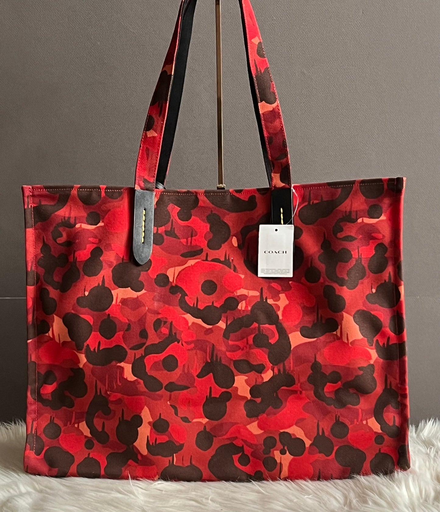 Coach 100% Recycled Canvas Tote 42 with Camo Print and Rexy
