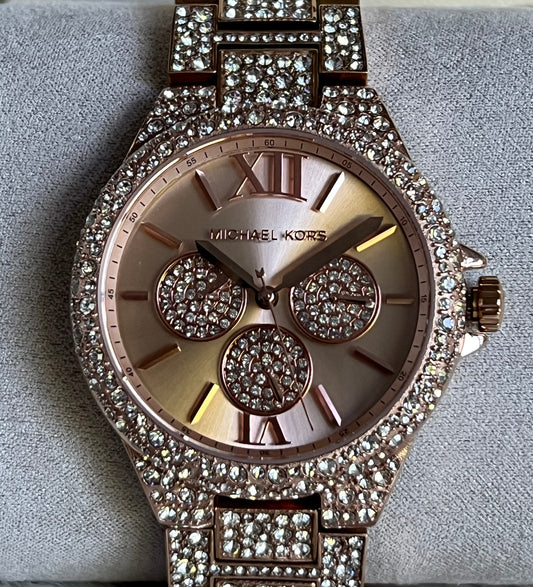 Michael Kors Oversized Camille Pavé Rose Gold-Tone Watch