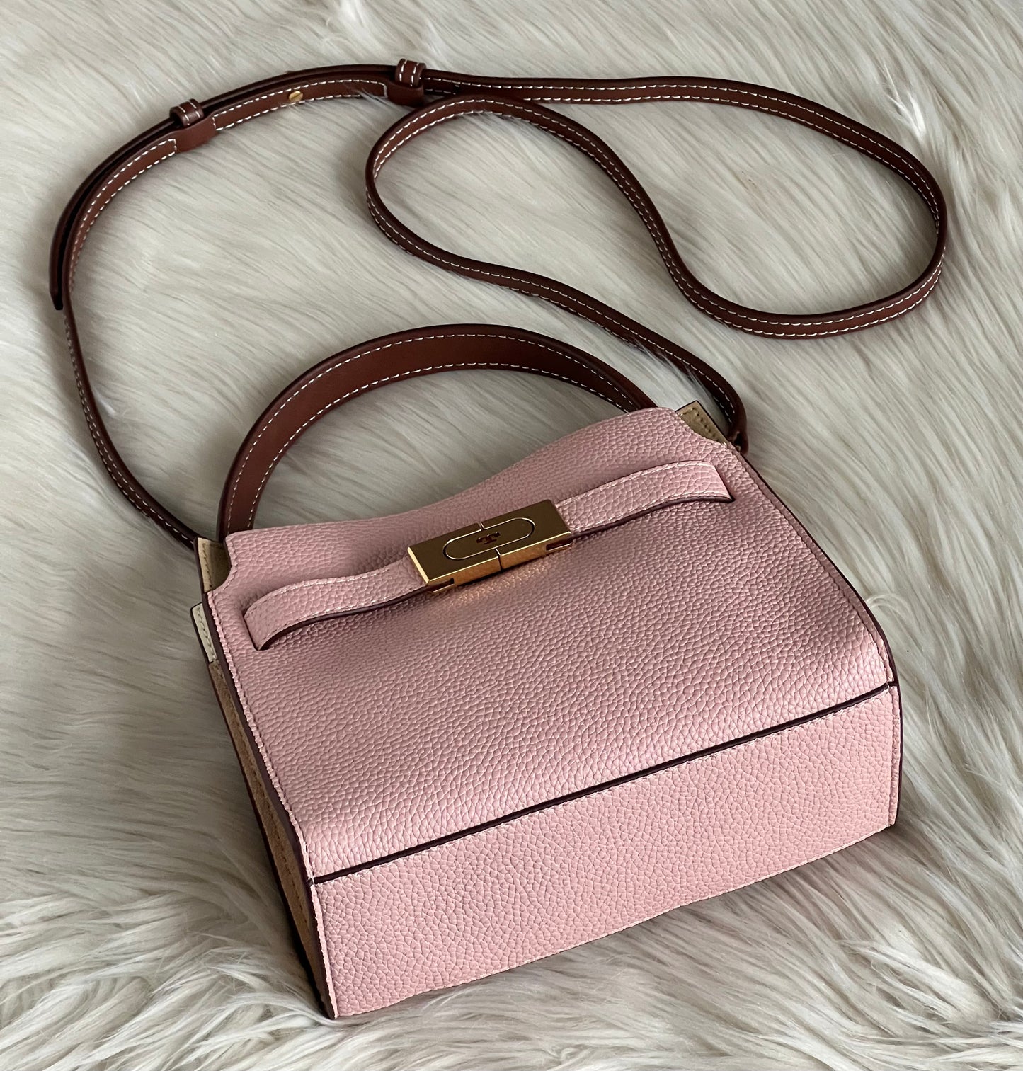 Tory Burch Lee Radziwill Petite Pebbled Double Bag